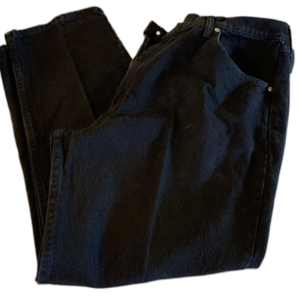 42x30 Mens Work Wrangler Relaxed Fit Jeans Black Straight Leg 100% Cotton